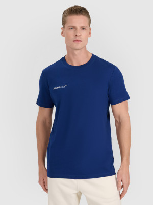4F T-shirt regular z nadrukiem męski - granatowy