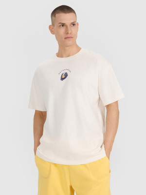 4F T-shirt oversize z nadrukiem męski - białe