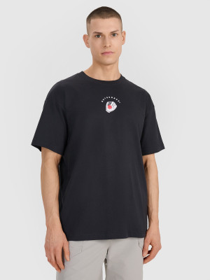 4F T-shirt oversize z nadrukiem męski - czarny