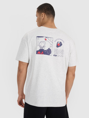 4F T-shirt oversize z nadrukiem męski - szary
