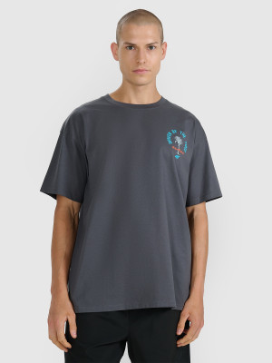 4F T-shirt oversize z nadrukiem męski - szary