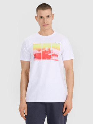 4F T-shirt regular z nadrukiem męski - biały
