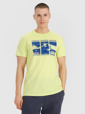 4F T-shirt regular z nadrukiem męski - zielony