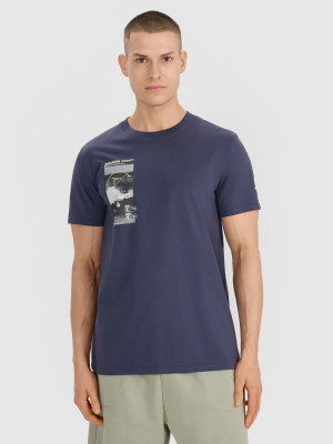 4F T-shirt regular z nadrukiem męski - szary