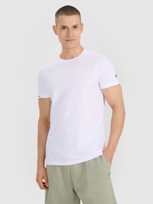4F T-shirt regular gładki męski - biały