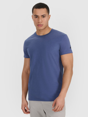 4F T-shirt regular gładki męski - granatowy