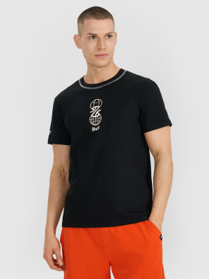 4F T-shirt regular z nadrukiem męski - czarny