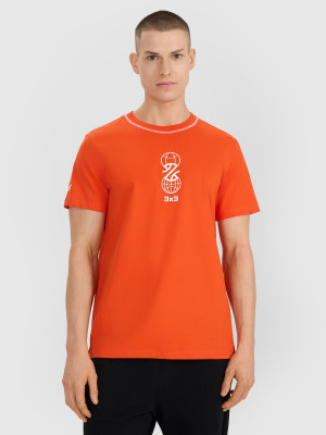4F T-shirt regular z nadrukiem męski - pomarańczowy