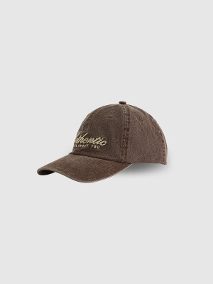4F Czapka z daszkiem strapback damska - brązowa