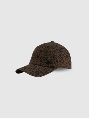 4F Czapka z daszkiem strapback damska - brązowa