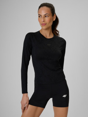4F Longsleeve treningowy slim szybkoschnący damski - czarny