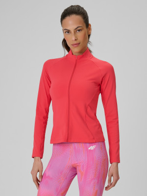 4F Bluza treningowa slim bez kaptura damska - koralowa