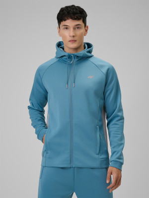 4F Bluza treningowa regular z kapturem męska - niebieska