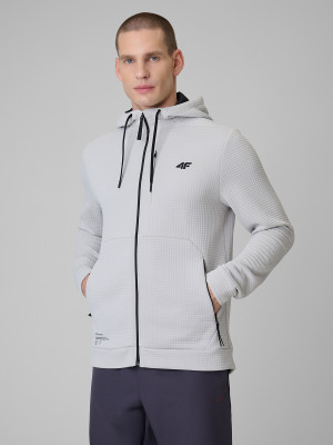 4F Bluza treningowa regular z kapturem męska - biała