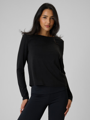 4F Longsleeve regular z modalem damski - czarny
