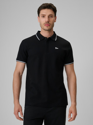 4F Koszulka polo regular męska - czarna