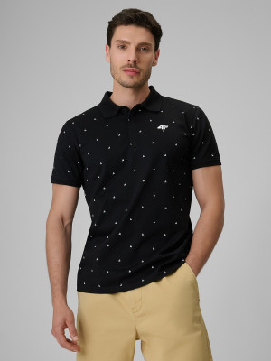 4F Koszulka polo regular męska - czarna