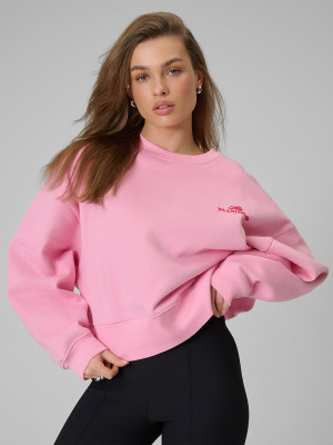 4F Bluza dresowa loose bez kaptura damska - różowa