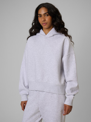4F Bluza dresowa regular z kapturem damska - szara