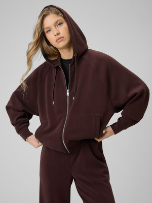 4F Bluza dresowa regular z modalem damska - brązowa