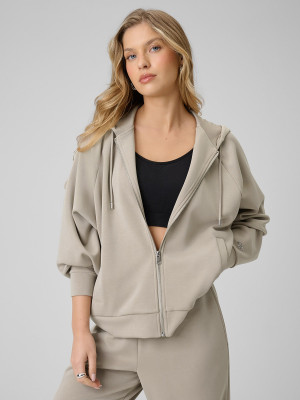 4F Bluza dresowa regular z modalem damska - beżowa