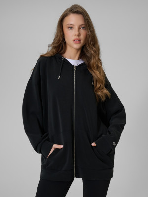 4F Bluza dresowa oversize z modalem damska - czarna