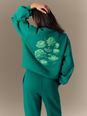 4F Bluza dresowa loose bez kaptura damska - zielona