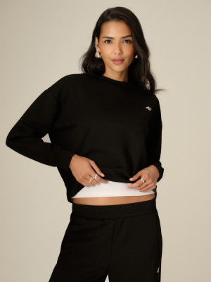 4F Bluza dresowa regular bez kaptura damska - czarna