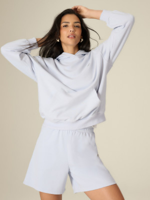 4F Bluza dresowa loose z kapturem damska - niebieska