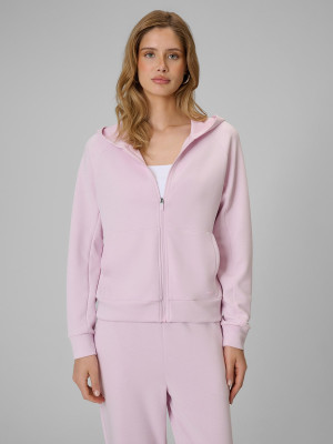 4F Bluza dresowa regular z kapturem damska - różowa