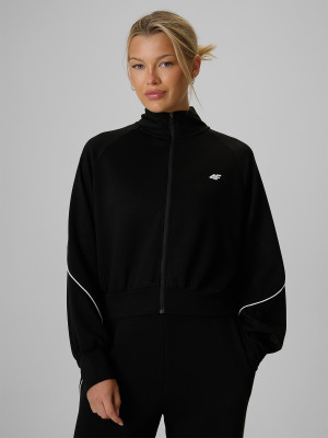 4F Bluza kibica regular bez kaptura damska - czarna