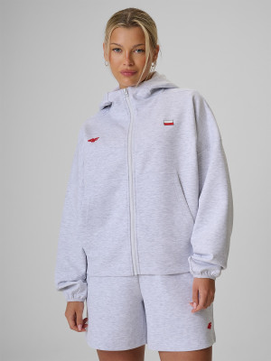 4F Bluza kibica regular z kapturem damska - szara