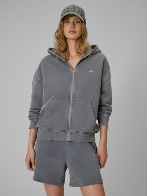 4F Bluza dresowa oversize z kapturem damska - szara
