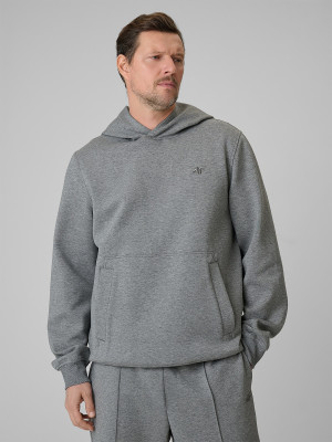 4F Bluza dresowa regular z kapturem męska - szara