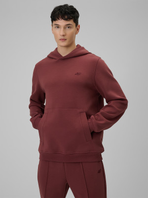 4F Bluza dresowa regular z kapturem męska - burgundowa