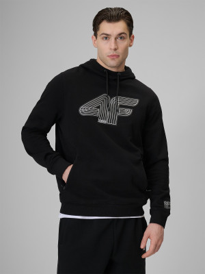 4F Bluza dresowa regular z kapturem męska - czarna