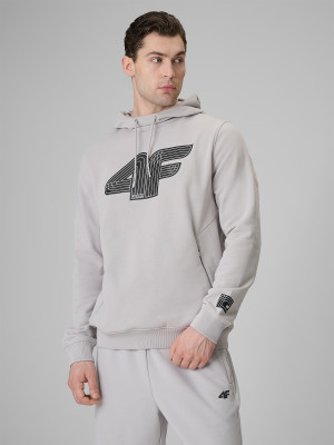 4F Bluza dresowa regular z kapturem męska - szara