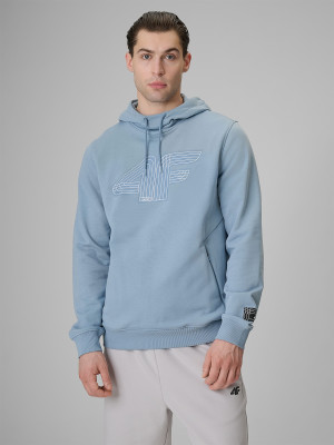 4F Bluza dresowa regular z kapturem męska - niebieska
