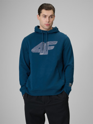4F Bluza dresowa regular z kapturem męska - turkusowa