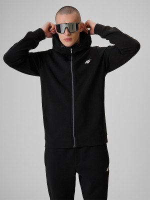 4F Bluza dresowa regular z kapturem męska - czarna