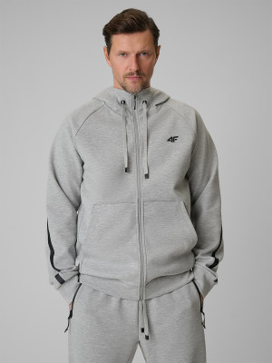 4F Bluza dresowa regular z kapturem męska - szara