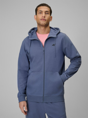 4F Bluza dresowa regular z kapturem męska - niebieska