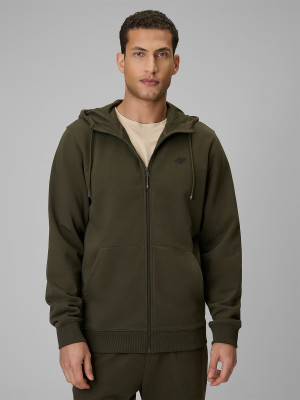 4F Bluza dresowa regular z kapturem męska - khaki