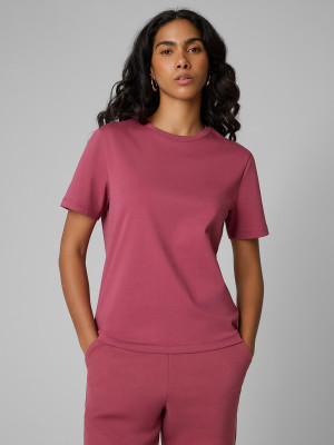 4F T-shirt regular gładki damski - burgundowy