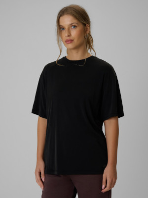 4F T-shirt loose z modalem damski - czarny