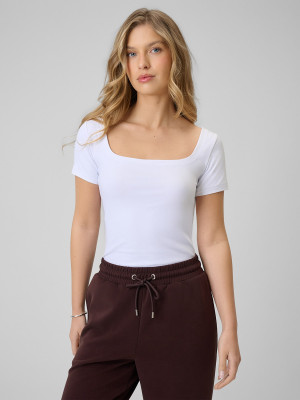 4F T-shirt slim gładki damski - biały