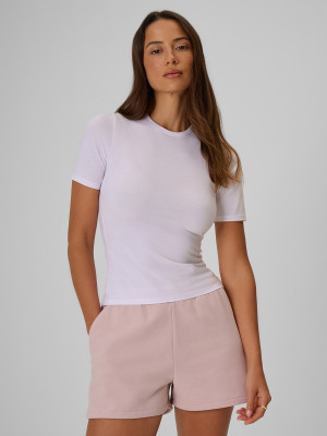 4F T-shirt slim gładki damski - biały
