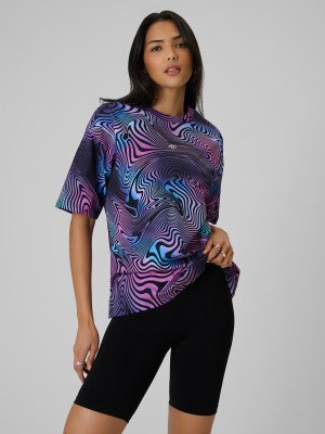 4F T-shirt oversize z nadrukiem damski - multikolor