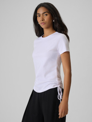 4F T-shirt slim gładki damski - biały