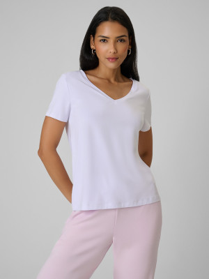 4F T-shirt regular z modalem damski - biały